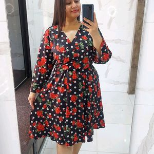 Plus floral printed dress