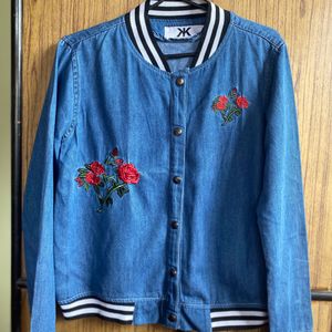 Floral Denim Jacket For Women