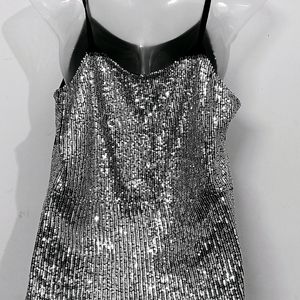 Silver & Black Sequence Top