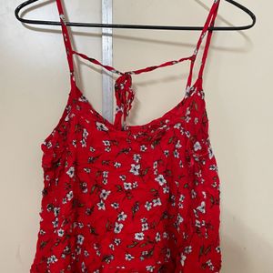 Summer Red Floral Top