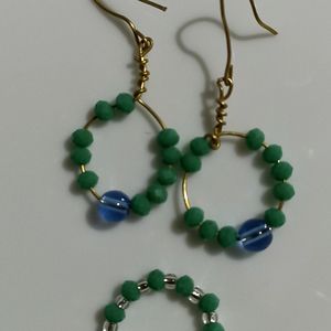 Emerald Earring &ring Set Handmade