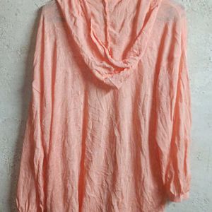 Trendy Zipper Fashion Top Hoodie Peach