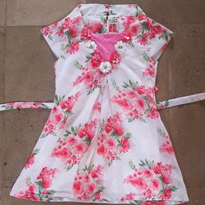 White Floral Top For Girls