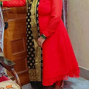 Plain Red Anarkali KURTA