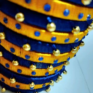 Blue And Yellow Thread Bangles