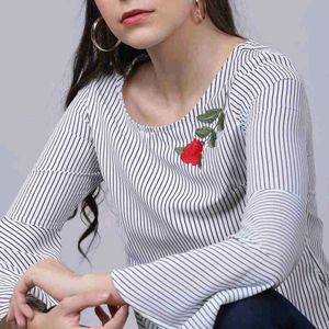 tokyo talkies rose floral printed black white top