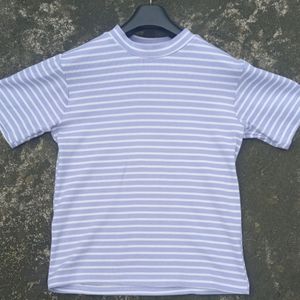 Lavender And White Stripped Top