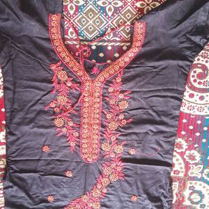 Beautiful black kurti with red work design