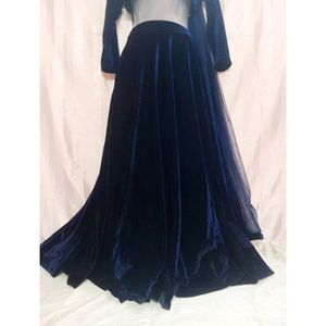 Velvet Navy Blue Like New Lehenga Choli Set