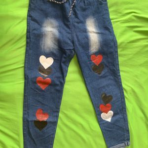 Heart Print Jogger Jeans