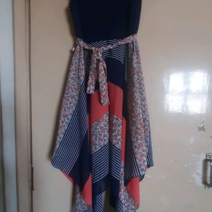 A Multicolour Dress For Girls With Floral Hat