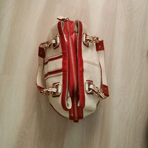 Daks 100% Original Genuine Leather Cream / Red Bag