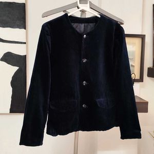 Vintage Velvet Royal Blue Round Neck Blazer