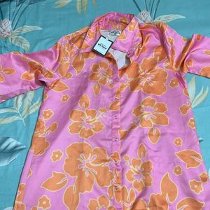 Satin Shirt Dress