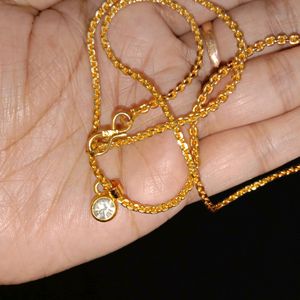 Gold Plated Chain With Diamond Pendant