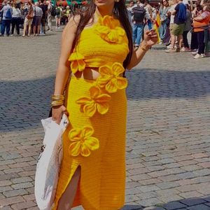 Crochet Bright Yellow Dress