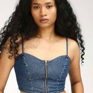 BERSHKA DENIM BRALETTE TOP