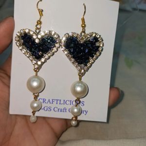 Handmade Heart Pearls Earrings