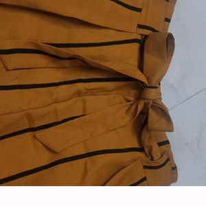 Mustard Parallel Pant With Belt