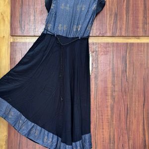 Black &ash coloured umbrella kurti.