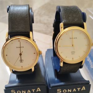 Sonata analog leather watch