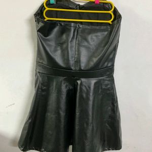 Black Strapless Leather Dress