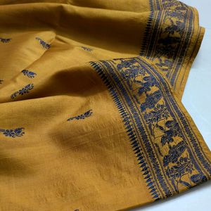 Mustard and black Handwoven baluchari