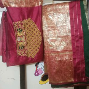 Saree With Work Blouse