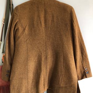 Korean Brown Blazer Jacket With Shoulder Pads