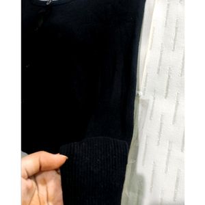 Black Crop Cardigan Sweater For women's