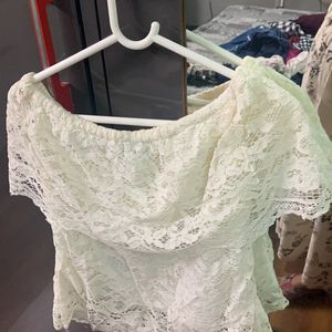 Pretty Faballey White Net Top