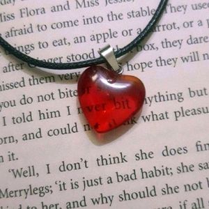 Y2k Glass Heart Pendant With Cord