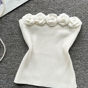 Chanel Roses Inspired Rib Tube Top