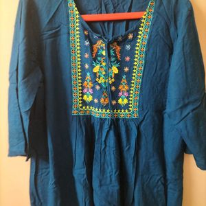 Embroidered Rayon Short Kurti Tops