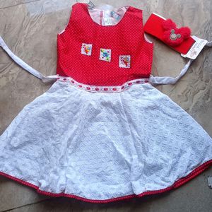 New Cotton Frock With Hairband