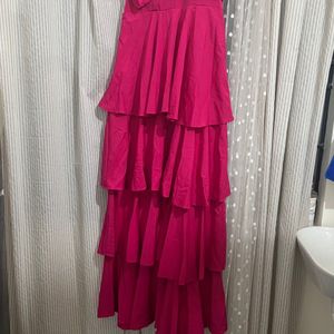 Pink 4 Tire Ruffle Maxi