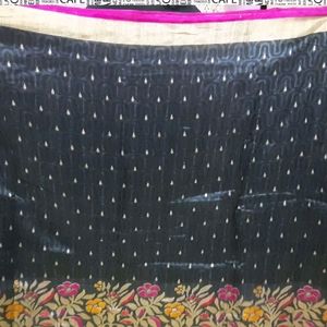 Jute cotton black saree