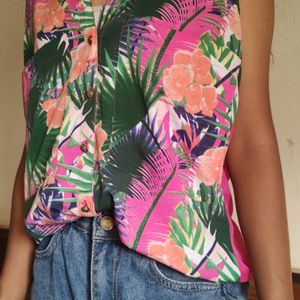 Printed Sleeveless Shirt Floral Print 🌸🌷