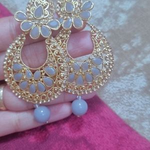 Beautiful Earring With Golden Body And Grey Stones