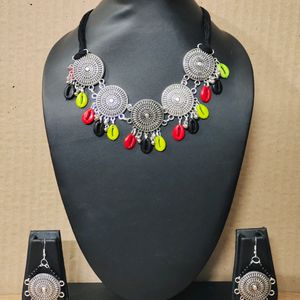 Brand New Boho Design Dokra Oxidised Necklace Set