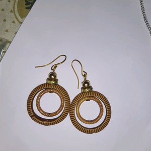 Wooden Finish Earring Dangling