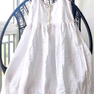 White chikankari dress With Multicolour Piping