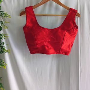 Sleeveless Designer Red Blouse