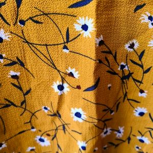 Mustard Floral Top For Girls