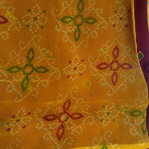 Gorgette Bandhani Printed Saree