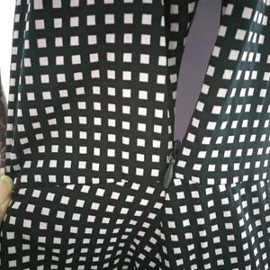 Checkered A Line Tie Knot Dress