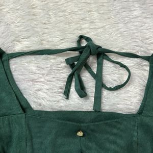 Green Cute Pemplum Crop Top