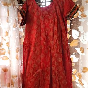 A line Stitched Red Kurti