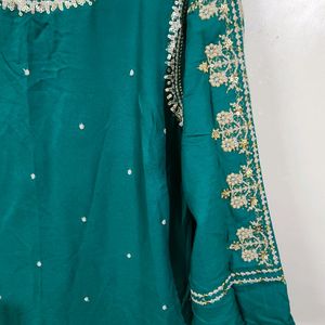 Green Festive W Kurta Sharara Set