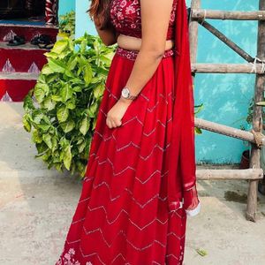 Maroon Lehenga Set (Size Adjustible)